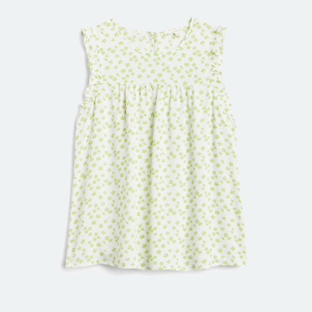 Floral Green and White Women's Top